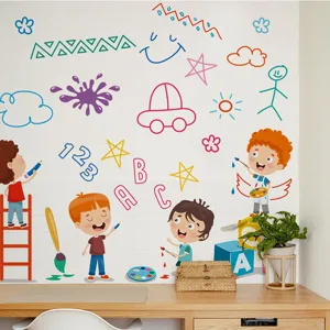 Kids room wall sticker cute cartoon children painting educational alphabet numbers PVC wall decor