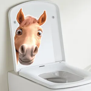 Funny Peeking Horse Toilet Sticker Waterproof Wall Decal for Home Bathroom Decoration