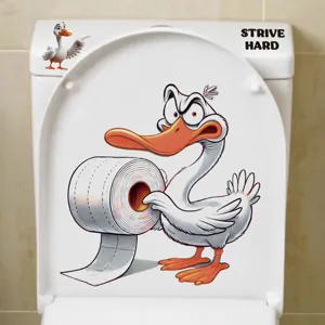 Pegatina divertida de asiento de inodoro de pato, decoración de pared de baño de PVC.