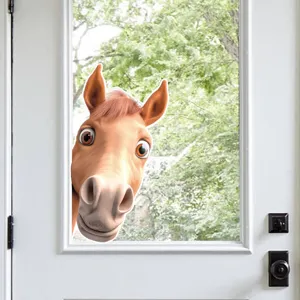 Funny peeking horse wall sticker for bedroom living room bathroom self-adhesive home decor