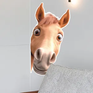 Funny 3D peeking horse wall sticker for bedroom living room home decor self adhesive