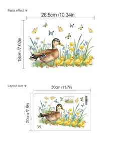 Watercolor duck wall sticker self-adhesive PVC home decor for living room bedroom.