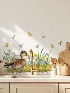 Easter duck flower butterfly wall sticker for living room bedroom home decor waterproof PVC.