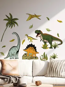 Jolis autocollants muraux de dinosaures de dessin animé pour chambre d'enfant salon PVC déco