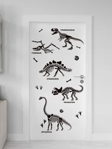 Dinosaur fossil skeleton wall stickers, PVC self-adhesive DIY decals for bedroom kids room.