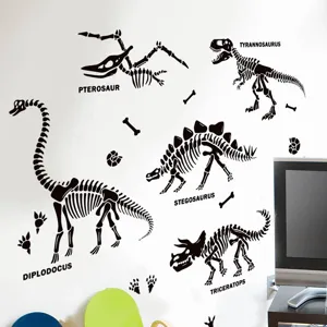 Large Dinosaur Fossil Skeleton Wall Stickers Removable PVC Art Mural For Living Room Bedroom Home Decor