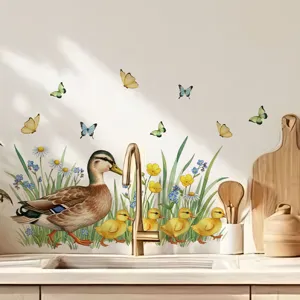 Easter Duck Floral Butterfly Wall Sticker PVC Waterproof Removable Wall Decal For Living Room Bedroom Home Decor
