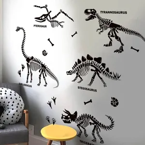 Dinosaur skeleton wall stickers PVC self adhesive peel and stick kids room wall decor