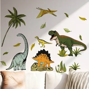 Stickers muraux dinosaure dessin animé PVC autocollant pour chambre salon décoration.