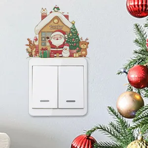 Weihnachts Wandaufkleber Schalter Dekoration, süßer Weihnachtsmann und Rentier Aufkleber