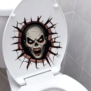 Autocollant mural zombie effrayant pour abattant de WC en PVC étanche déco salle de bain