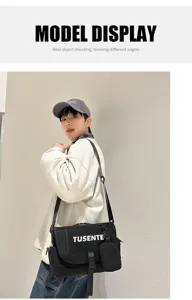 Bolso bandolera de lona casual de moda para hombres y mujeres, elegante bolso tipo mensajero.
