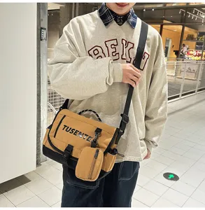 Elegante bolso bandolera de lona para hombres y mujeres, bolso de trabajo informal con estuche.