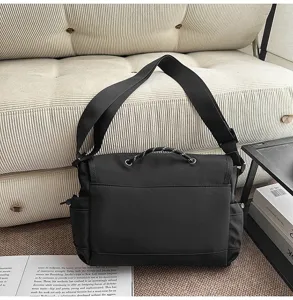 Bolso bandolera táctico negro para hombre y mujer, elegante bolso de trabajo, cruzado casual.