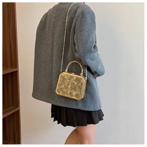 Stijlvolle marmerpatroon PU leer doos schoudertas voor vrouwen avond feest crossbody tas.