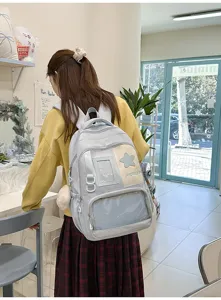 Sac à dos ita mignon de style campus grande capacité avec fenêtre transparente et étoile au quotidien.