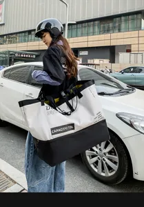 Large capacity color-blocked travel duffel bag outdoor fitness shoulder bag for unisex
