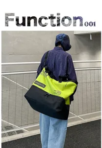 Large capacity colorblock outdoor travel sports fitness duffel shoulder crossbody bag.