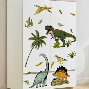 Autocollants muraux dinosaures cartoon en PVC pour la décoration de la chambre des enfants.