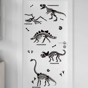 Large dinosaur skeleton wall stickers fossil wall decals for bedroom living room home decor PVC