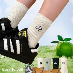 Women's Cute Cartoon Animal Embroidery Crew Socks Soft Polyester Blend Knit Daily Casual Fashion Hosiery