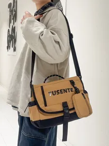 Bolso Bandolera Casual de Nailon Unisex Estilo Ropa de Trabajo Bolso Crossbody Con Correa Ajustable y Bolsillo Pequeño Bolso de Hombro Diario