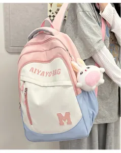 Bequemer Farbblock Schüler Rucksack große Kapazität modische Schultasche für Teenager