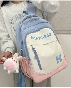 Großer Kapazität Farbblock Studenten Rucksack schicke Schultasche für Jugendliche Alltag