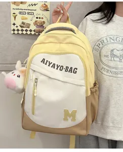 Große Kapazität Kontrastfarbe Schulrucksack für Studenten, stilvoller lässiger Tagesrucksack