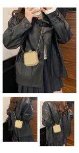 Mini borsa a tracolla con catena a rete da donna, mini borsa di lusso per rossetto e auricolari chic.