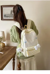Japanischer ins süßer Karomuster großer Kapazität Schulrucksack für Mädchen Studenten Alltag