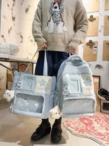 Style japonais grand capacite sac a dos ecole etudiant et cabas ita bag bleu