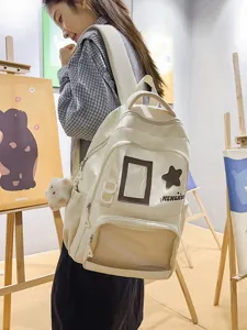 Sac a dos de style campus japonais de grande capacite pour etudiants, sac elegant au quotidien.