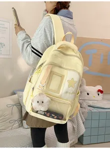 Joli sac à dos scolaire style campus grande capacité Ita pour étudiants en jaune
