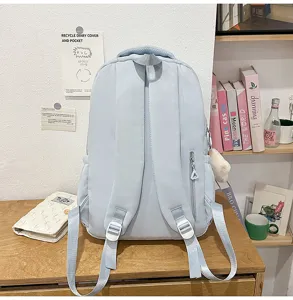 Sac à dos étudiant bleu clair grande capacité cartable décontracté pour adolescents stylé