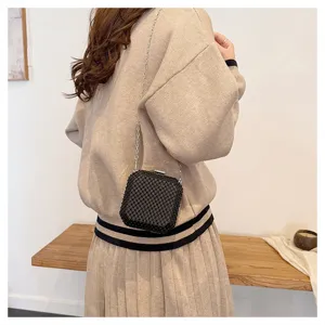 Elegante mini borsa a tracolla in rete con catena in metallo, ideale per l'uso quotidiano delle donne.
