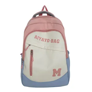 Farbeblock Schüler Schulranzen lässiger Tagesrucksack große Kapazität modische Tasche