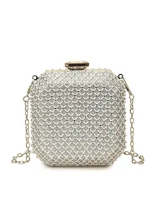 Squisita borsa a tracolla mini catena in rete glitterata per donna, elegante pochette.