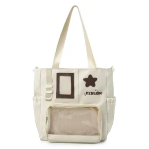 Grand Sac Cabas Toile Itabag Grande Capacite Style Harajuku Japonais Sac Bandouliere