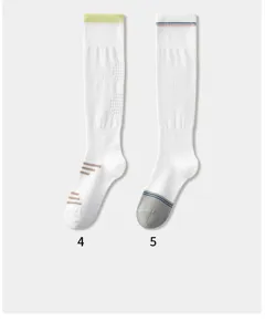 White athletic compression knee high socks for running fitness and sports daily wear.