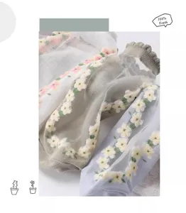 Spring summer women sheer glass silk socks sweet floral lace short socks breathable casual