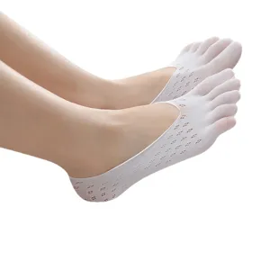 Zomer dunne witte dames vijf teen mesh ademende onzichtbare lage sokken comfortabel zacht