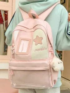 Japanese style large capacity student school backpack for teenage girls pink cute