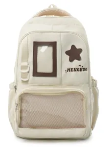 Sac à dos de campus en toile grande capacité style INS japonais étudiant beige cartable