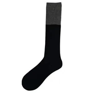 Japanese JK style contrast color socks, black and grey spliced cute college style high tube socks.