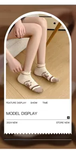 Cute bear ruffled lace ankle socks detail, sweet Japanese style breathable short socks for women.