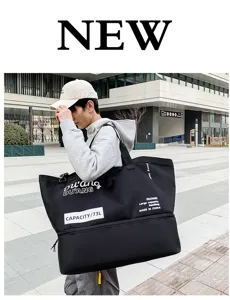 Large capacity travel duffel bag outdoor fitness sports shoulder bag for men and women stylish