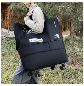 Large capacity rolling duffel bag, casual outdoor travel fitness sports shoulder bag for unisex.