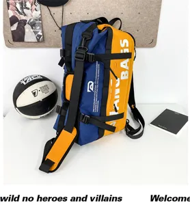 Sac à dos de sport fitness colorblock multifonctionnel grande capacité voyage loisir