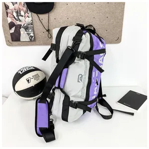 Sac à dos de sport fitness yoga grande capacité color block multifonctionnel voyage.